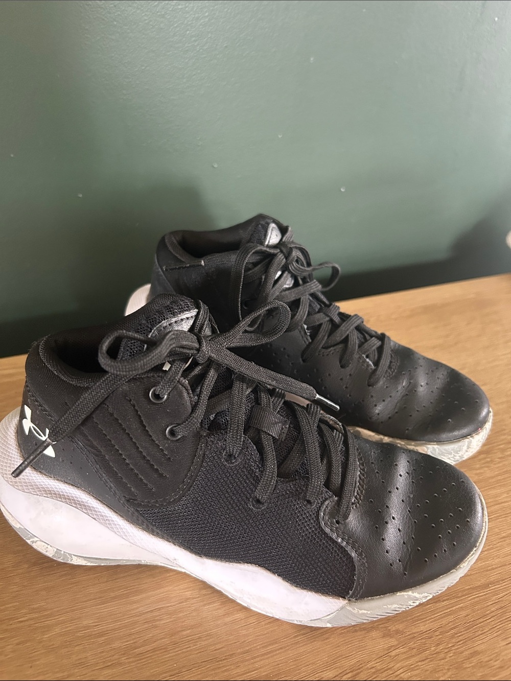 Under Armour Black and White Kids' High-Top Sneakers Sz. 3.5